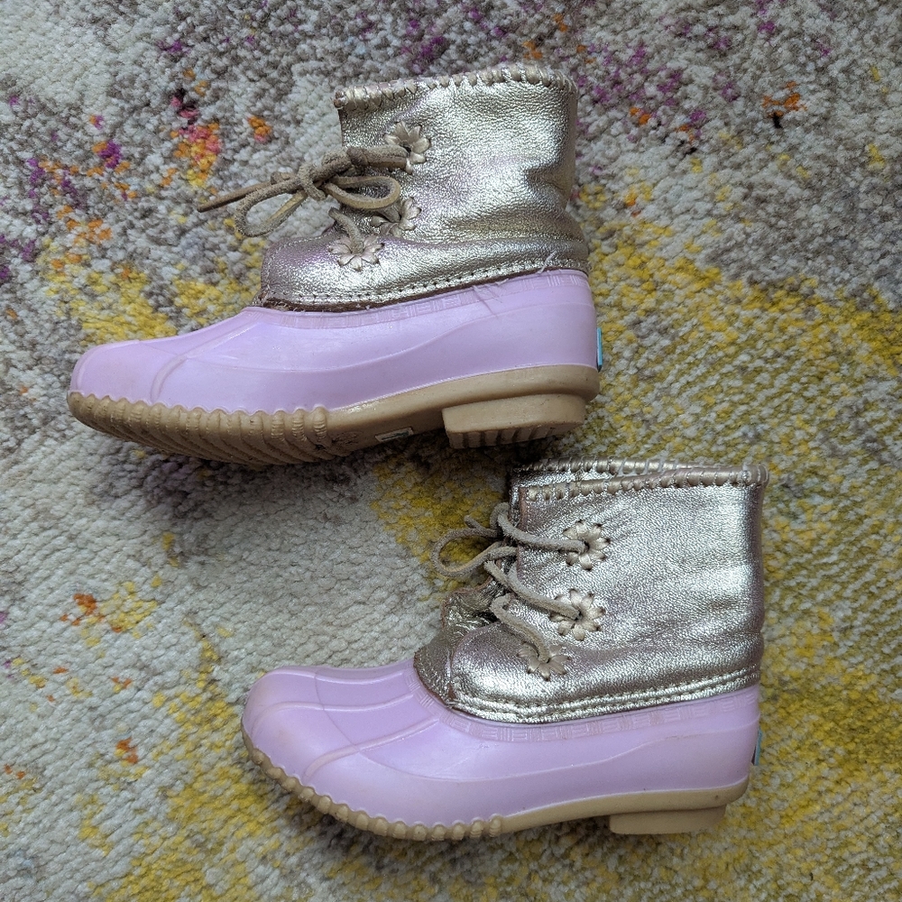 Jack Rogers Jr. Sz 13 Chloe Metallic Boots Gold And Lavender